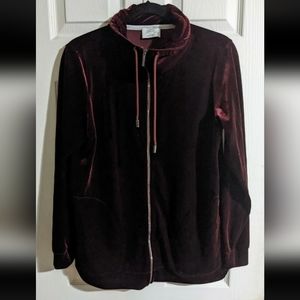 Relax by Marina Rinaldi Track Jacket M/L (S Plus) Bordeaux Velour Y2K